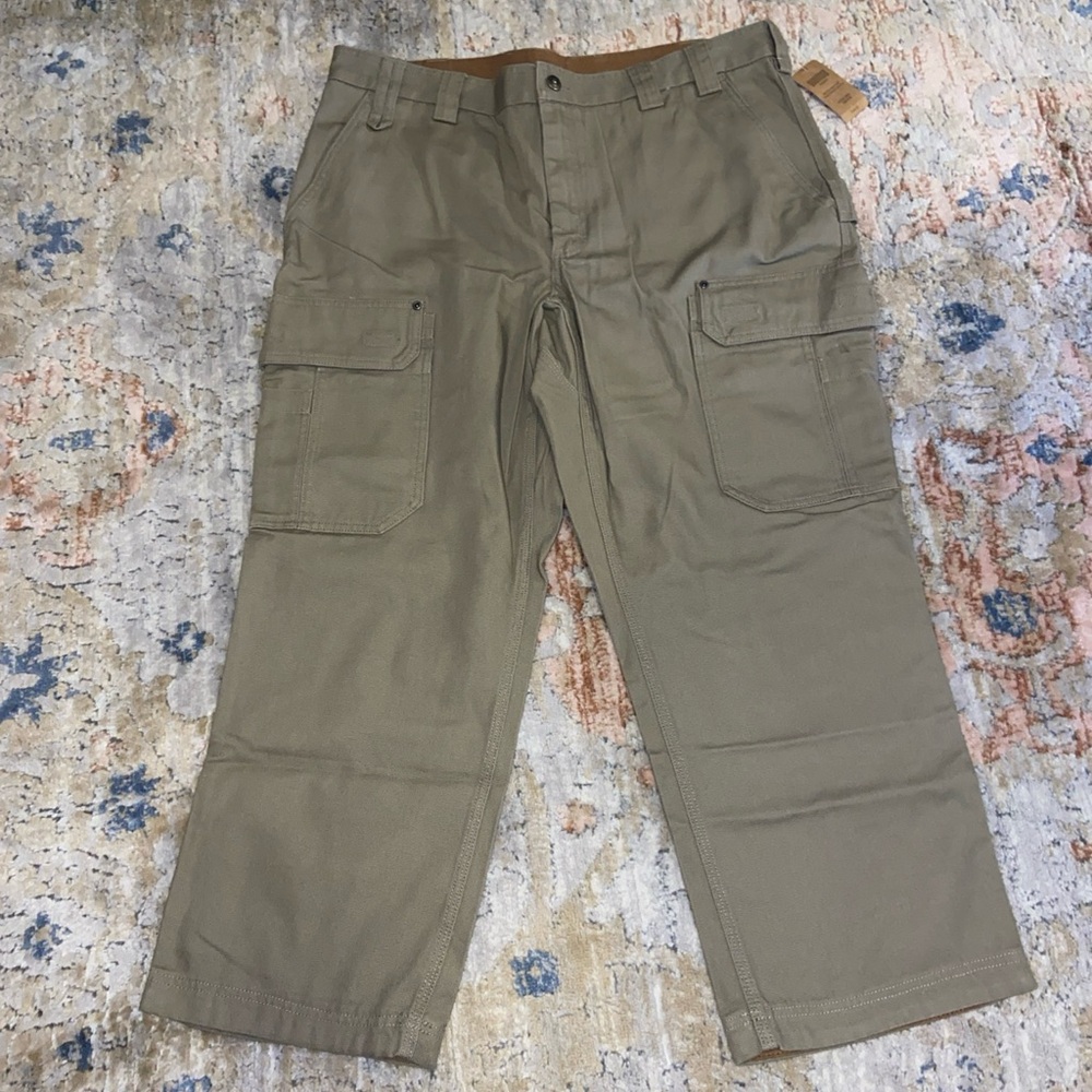 Duluth Trading Pants Mens 40x28 Khaki Cargo MN Fire Hose Work Pants Beige